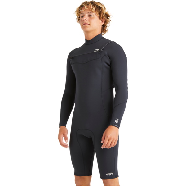2026 Billabong Mens Absolute Natural 2mm Chest Zip Long Sleeve Springsuit Wetsuit ABYW400125 - Black